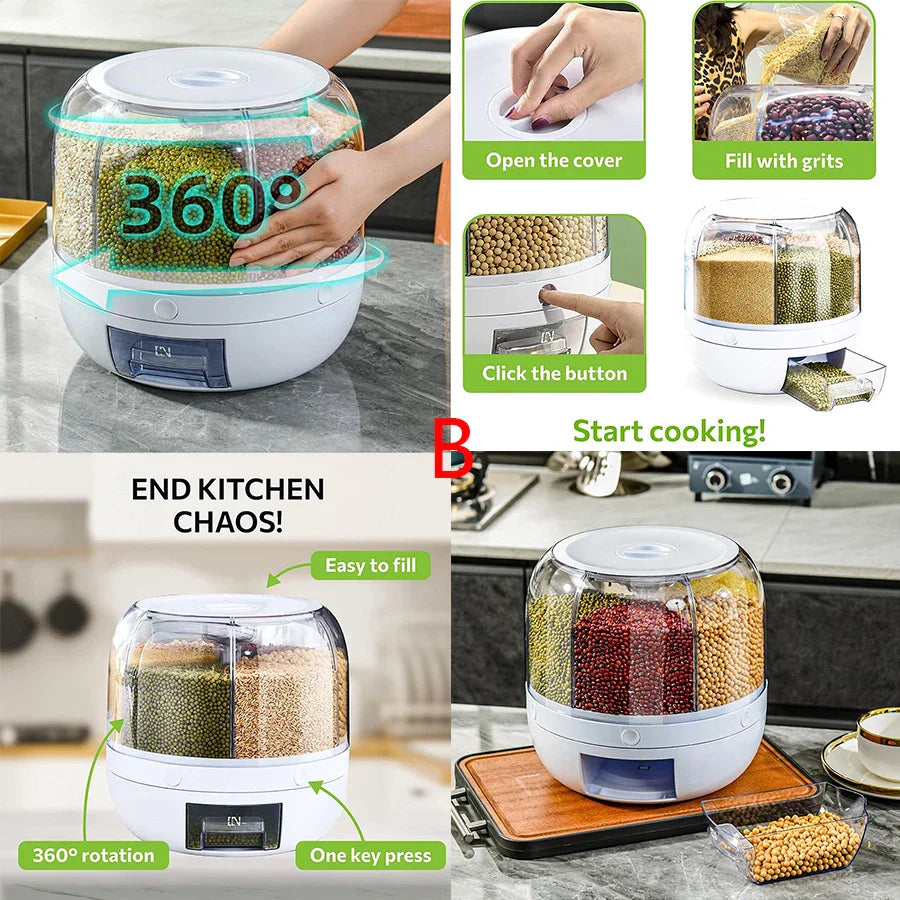 GrainVault™ Rotating 6-Grid Grain Dispenser