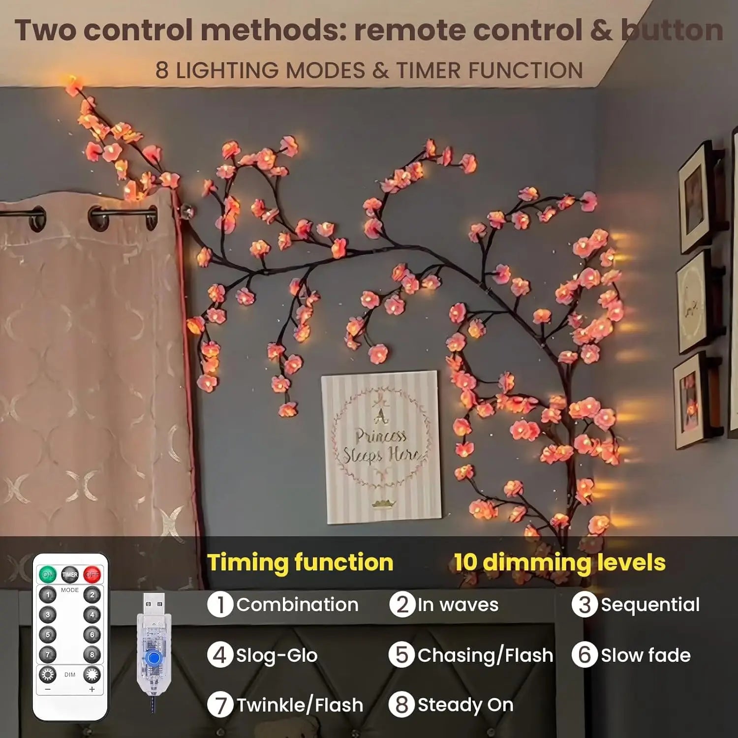 BlossomGlow™ Cherry Blossom Branch Wall Light — Soft Ambient LED Decor